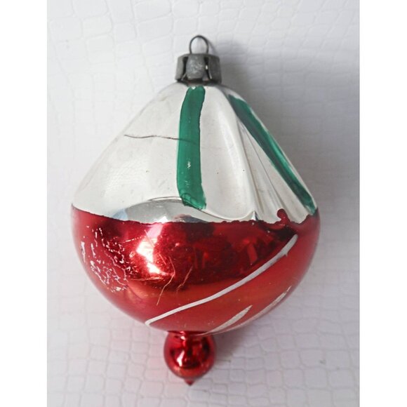 2 Vintage Mercury Glass Christmas Ornaments Tear Drop Shape Old Christmas - Picture 2 of 6